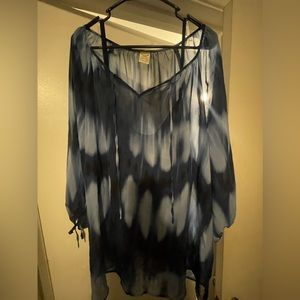 Faded Glory Woman’s plus size sheer tie dyed Navy 3X size 22/24